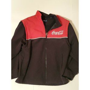 Vtg Coca~Cola Black & Red Winter Coat Jacket Small Logo Zipper 6330 Long Sleeve
